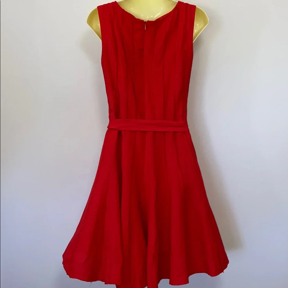 Calvin Klein Dress Red Fit and Flare Matching Belt Nwot 8 - Picture 6 of 7